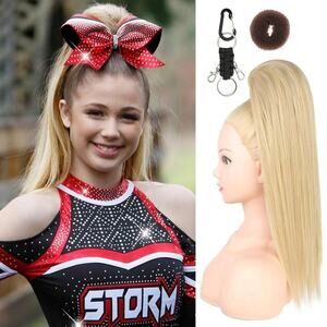 SEIKEA Cheer Ponytail Hair Piece, 16" Champagne Blonde Straight Cheerleader H